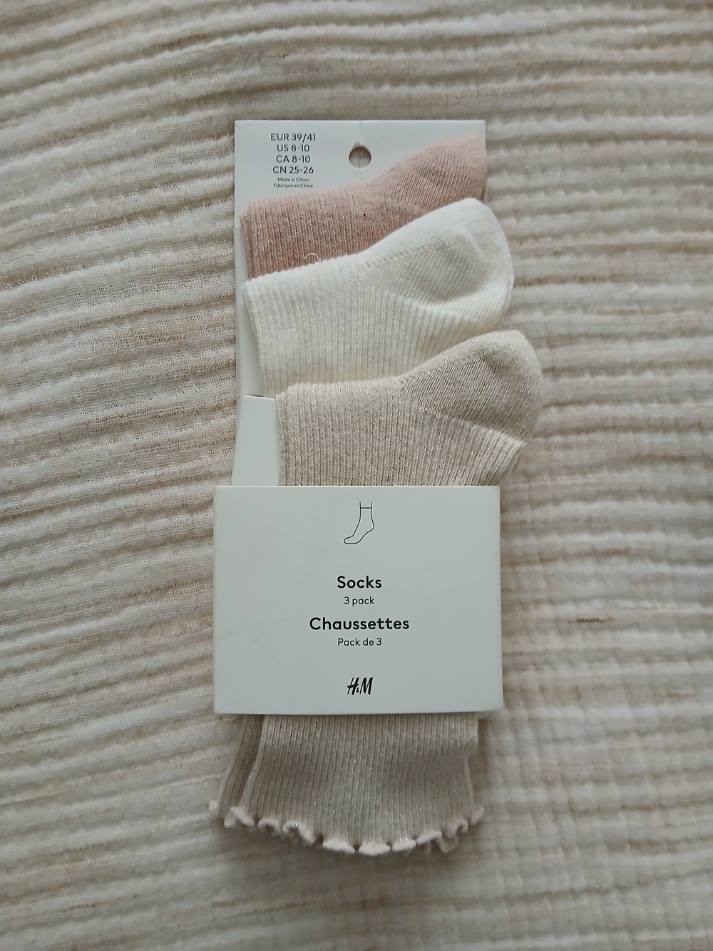 H&M 3-Pack Low-Cut Socks in Pink, White, and Beige